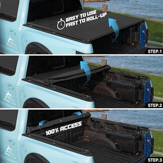 Truck Bed Tonneau Cover Compatible with Dodge Ram 1500 Classic(2002-2026), 2500&3500(2003-2026) 6.4 ft Standard Box w/o Rambox, Soft Roll Up Style, NOT for 19-24 1500 New Body