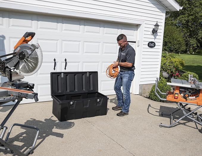 Buyers Products 1712240 Black Poly All-Purpose Storage Chest , 6.3 cu. ft, Made In The USA, Dent-Resistant Lockable Storage Box for Truck, Trailer, Dock, or Deck, High-Density Polyethylene