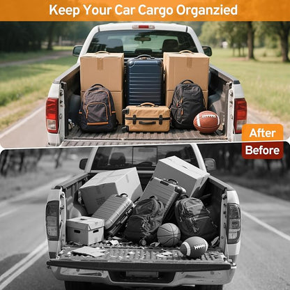 Cargo Net for Pickup Truck Bed for Ford F150 F250 F350 Super Duty 2000-2025 2026 Accessories Mesh Organizer Stretchable 4'x4' to 7'x7' Netting Highly Elastic