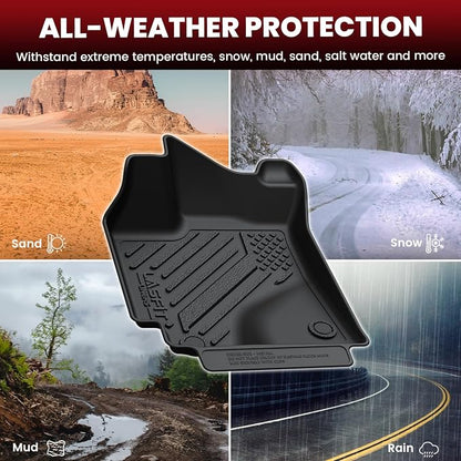 LASFIT Precision-Trimmed Floor Mats Fit for Toyota Corolla/Matrix 2009-2013/Pontiac Vibe 2009 2010, All-Weather Protection TPE 1st & 2nd Row Car Liners for Toyota Accsessories, Easy to Clean, Black