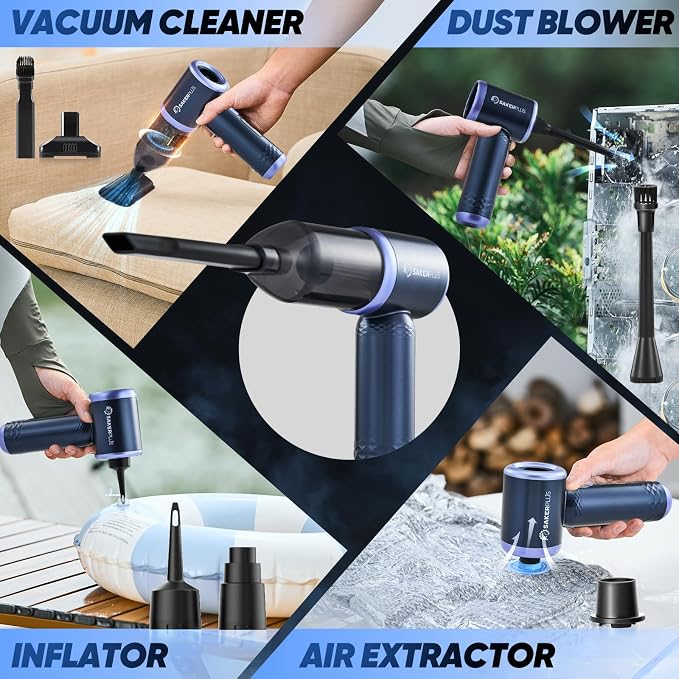 SakerPlus Car Vacuum Cleaner- 3 in 1 Cordless Handheld Vacuum Cleaner, 13000Pa High Power Car Vaccum Cleaner with Brushless Motor,Adjustable Cars Vaccum Portable Cordless for Cars,Desktop-DBS03