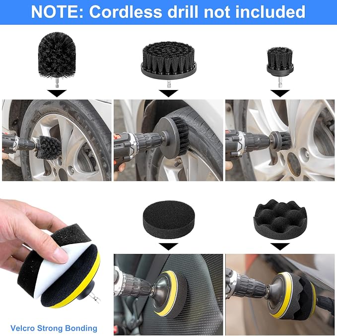 43Pcs Car Wash Detailing Kit Cleaning Kits with Foam Gun Sprayer Long Handle Mop Car Vacuum Drill Brush Large Wash Mitt Towels Complete Interior Exterior Car Washing Supply Set Blue
