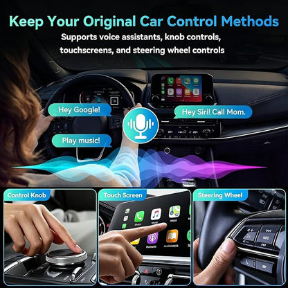2026 Upgraded Wireless CarPlay Adapter, 2-in-1 Mini CarPlay Adapter for iPhone & Android, 3 Second Auto Stable Connection with Zero Latency, Plug & Play for 2016+ Cars with USB-A/USB-C Ports