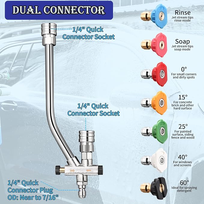 Foam Cannon for Pressure Washer with Dual Connector, Balabulala Car Foam Cannon with Dual Adapter, 1/4" Quick Connect,4200 PSI