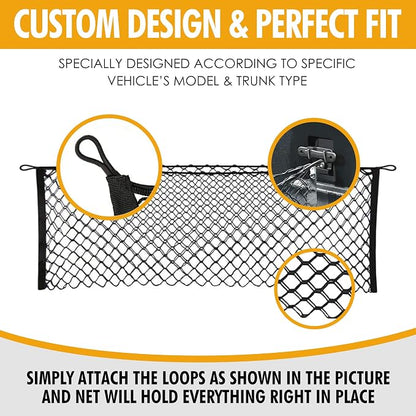 Truck Bed Envelope Style Mesh Cargo Net for Ford F 150 2015-2025 - Car Accessories - Premium Organizer and Storage - Cargo Net for Pickup - Vehicle Carrier Organizer for Ford F-150 Lightning