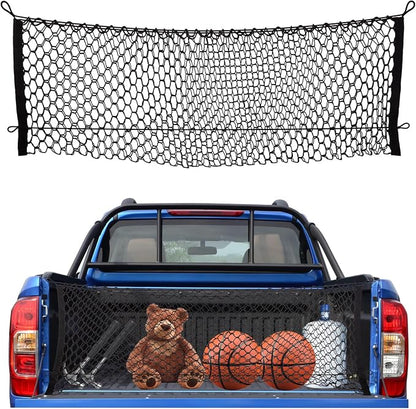 Cargo Net for Pickup Bed, Fit for Ford F150/F250, Chevy Silverado, GMC Sierra, 18"x50" Heavy Duty Elastic Cargo Organizer