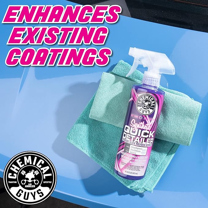 Chemical Guys Synthetic Quick Detailer – High Gloss Quick Detailer Spray, Safe for Cars, Trucks, SUVs, Motorcycles and RVs, Remove Dust, Fingerprints & Smudges, Enhances Shine & Protection, 16 fl oz