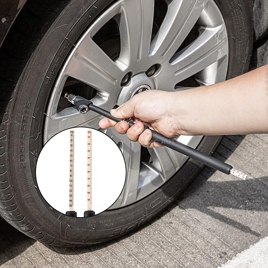 CZC AUTO Tire Pressure Gauge Heavy Duty Air Pressure Tire Gauge, Straight-on Foot Dual Head Chucks, Black Painting, 10-150PSI 100-1000KPa for Semi Truck Car RV Van（1 Pack）