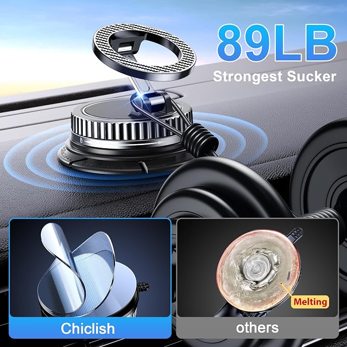 Car Phone Holder for Magsafe [2026 89+LBS Suction & 3700gf Magnetic] 360° Adjustable cell Phone Mount, Phone Holders for Your Car Dashboard & Windshield Shower & Wall Mounts for iPhone 17-12 Series