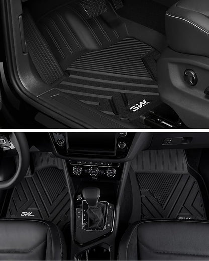 3W Floor Mats & Cargo Liner for Volkswagen Tiguan 2025 2026, All-Weather Protection TPE Car Mats 2 Rows Full Set for VW Tiguan Accessories, Black