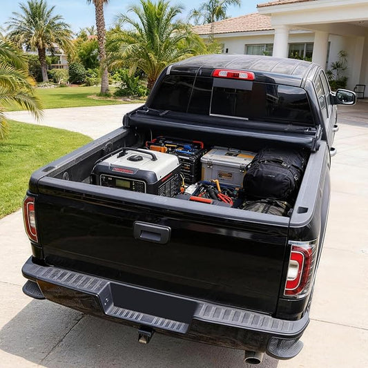 RHOBRA Soft Quad-Fold Truck Bed Tonneau Cover Compatible with 2007-2026 Toyota Tundra with 5.5ft Bed, 26.5oz Vinyl Truck Bed Cover, Weather Resistant Bed Cover