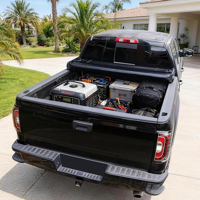 RHOBRA Soft Quad-Fold Truck Bed Tonneau Cover Compatible with 2007-2026 Toyota Tundra with 8ft Bed, 26.5oz Vinyl Truck Bed Cover, Weather Resistant Bed Cover