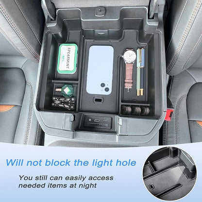 JKCOVER Full Size Center Console Organizer Tray Compatible with (2019-2022) Chevy Silverado/GMC Sierra 1500 and (2020-2023) Silverado/Sierra 2500HD/3500HD Accessories(Full Console w/Bucket Seats ONLY)