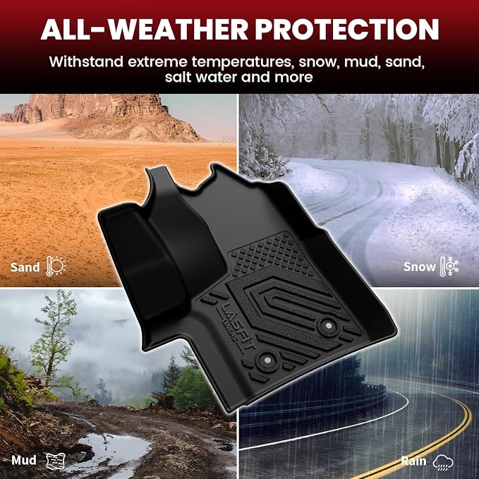 LASFIT Floor Mats for Ford Transit 2022-2026 Vinyl Floor w/Posts Only, Transit 150/250/350/350HD All Weather TPE Protector, Full Coverage Floor Liners for Transit-150 250 350 350HD Accessories