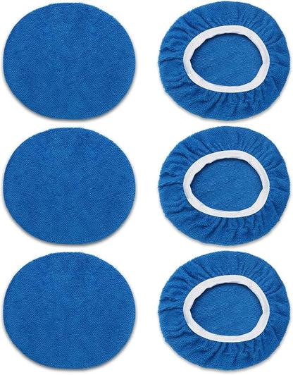 6 PCS Car Buffing Pads for 9-10 Inch Orbital Polisher, Microfiber Polishing Pad Buffer Polisher Bonnets, 9-10 Inch Polishing Pads Cover Waxing Pads for Car Detailing (Blue)