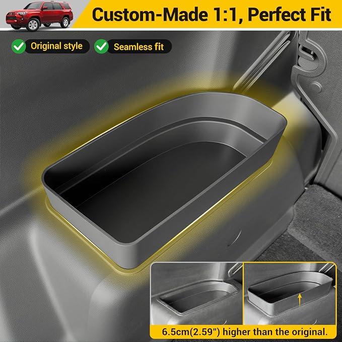 Rear Trunk Organizer for 2010-2024 Toyota 4Runner 5-Seat 2nd Row Accessories, Storage Bin Trunk Side Storage Box Cargo Tray for 10-24 4 Runner(Upper Side,Not for 7-Seat)