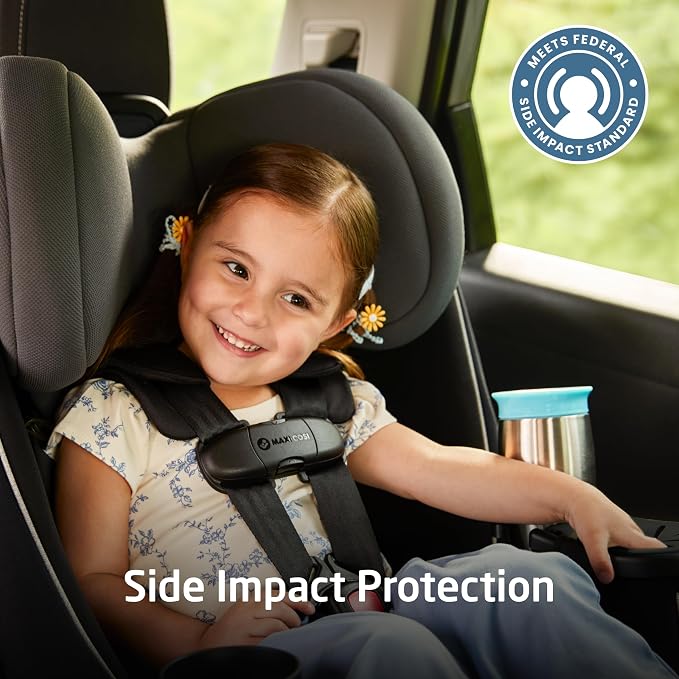 Maxi-Cosi Pria Max+ All-in-One Baby Convertible Car Seat, Rear Facing, Forward Facing Car Seat, Toddler Booster, Easy Latch Install, Magnetic Buckle, Adjustable Harness, Cup Holders, Sea Shadow