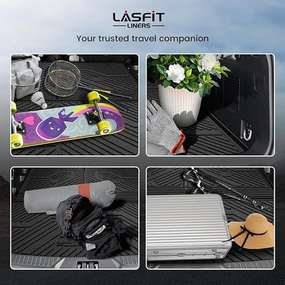 LASFIT Cargo Mat for Ford Explorer 2020-2025 2026 Trunk & Backrest Liner, Custom Fit All Weather Protector Split Design Easy Installation Trunk with Seatback Mat Accessories, 1pc Black