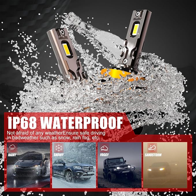 Bulb, 26000LM Super Bright 6500K 800% Brighter Bulbs with Turbo Fan, IP68 Waterproof, Plug-N-Play (H11/H8/H9)