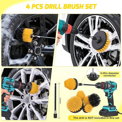 Nilight 27PCS Car Detailing Kit Auto Cleaning Tools Wash Set with Storage Carry Bag Home Use for Interior Exterior Deep Clean Polish Car Care Windshield Dashboard Seat Air Vents Wheels Tires, Yellow