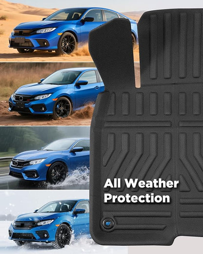 Custom Fit 3 Pcs Floor Mats for Honda Civic 2022-2025 - All-Weather Rubber Mats & Liners, Heavy Duty Car Interior Protection for Civic, Weather-Resistant & Easy to Clean