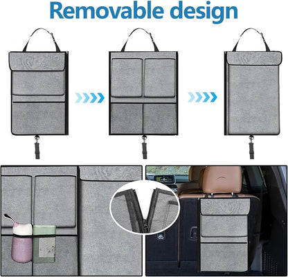 Hovom Car Trunk Organizer, Large Capacity Trunk Organizer for SUV, Detachable Vehicle Seat Back Hanging Storage Organizer with Zippers, Waterproof Car Storage Bag with 7 Pockets (Gray)