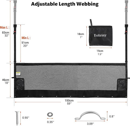 59" x 18" Campers & RV & Bunk Bed Safety Net with Quick Release Seat Belt Buckles,Adjustable Bunk Bed Netting for Family Travel, Motorhome, Trailer, Fifth Wheels RV Bedding Accessories Mesh Barrier