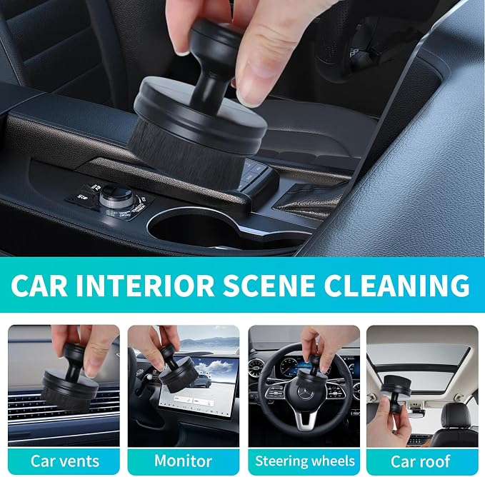 IPELY Tire Shine Brush, Tire Dressing Brush with Storage Base, High Density Bristles Tire Shine Applicator Brush for Auto Detailing