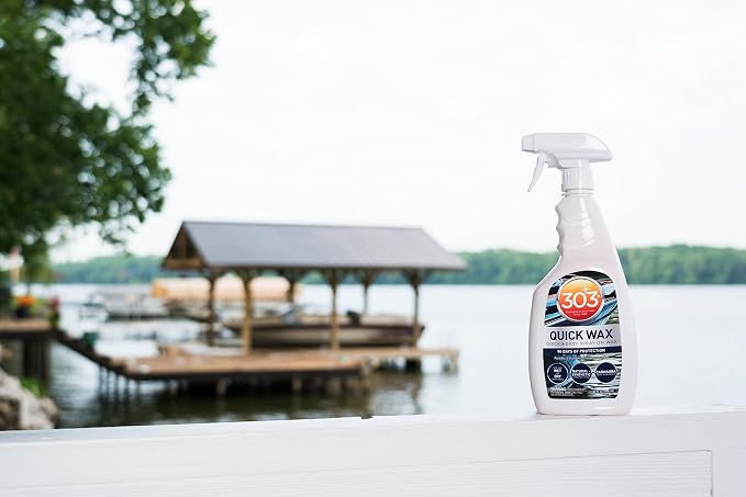 303 (30213-6PK) Marine Quick Wax - Quick And Easy Spray On Wax - 90 Days Of Protection - Provides a Slick, Protective, Glossy Shine - Use On Wet Or Dry Surfaces - Carnauba Wax, 32 fl. oz. 6 Pack