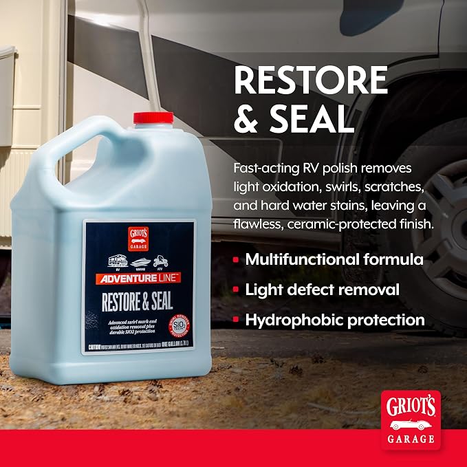 Griot's Garage Adventure Line Restore and Seal, Auto Detailing and Polishing for RVs, Campers, Boats, ATVs, Motorcycles, Works on Paint, Chrome, Steel and More, 10888, One Gallon