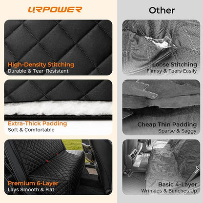 URPOWER Dog Car Seat Cover for Back Seat - Waterproof Non-Slip Car Seat Protector for Dogs Pet, Scratchproof Back Bench Seat Covers for Full-Size SUVs & Pickup Trucks, Black