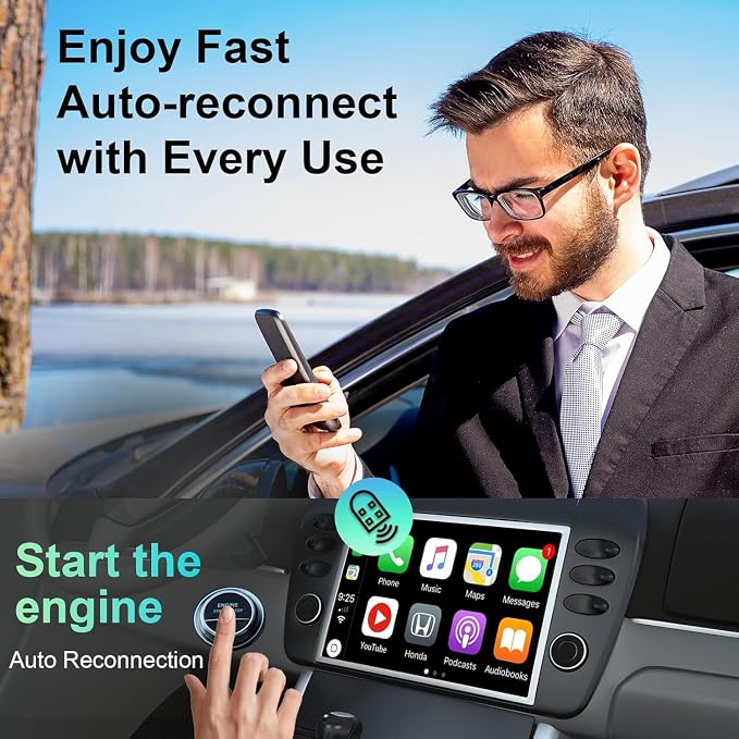 Wireless CarPlay Adapter Compatible with Both Apple and Android Systems, Supporting Bluetooth And Wi-Fi. Upgraded CarPlay Wireless Adapter Two-In-One, Plug-And-Play Plug, Capable of Converting Devices