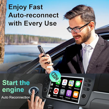Wireless CarPlay Adapter Compatible with Both Apple and Android Systems, Supporting Bluetooth And Wi-Fi. Upgraded CarPlay Wireless Adapter Two-In-One, Plug-And-Play Plug, Capable of Converting Devices