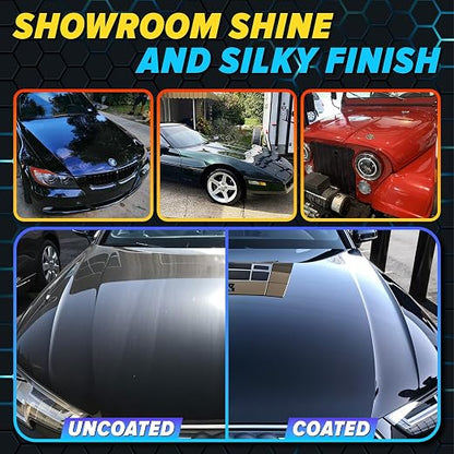 Carfidant Scratch & Swirl Remover with Ceramic Silk – Car Scratch Remover for Vehicles Paint Repair with Ceramic Coating Spray – Polishing & Washing Kits with Applicator Pad & Microfiber Towel