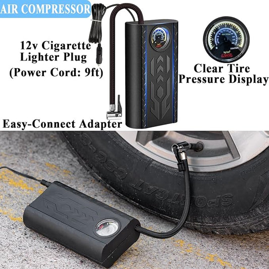 Car Emergency Roadside Kit with Scissor Jack, Air Compressor, Jumper Cables, Car Safety Kit, Air Wedge Bag Pump