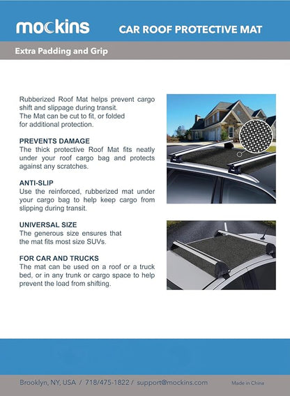 Mockins 51" x 39" Customizable Anti Slip Mat for Car Rooftop Bag | Soft Roof Rack Pads | Cargo Mats for Back of SUV Truck & Van | Scratch-Resistant Car Roof Mat to Keep Cargo from Slipping