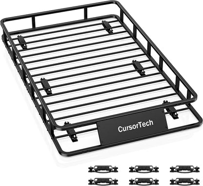 Roof Basket 64" x 39" Heavy Duty Roof Rack Cargo Basket 300 lbs Capacity Steel Rooftop Cargo Carrier Luggage Holder Rack for SUV Truck Car Travel Camping Storage