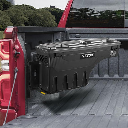 VEVOR Truck Bed Storage Box, Lockable Lid, Waterproof ABS Wheel Well Tool Box 6.6 Gal/20 L, Compatible with Chevrolet Silverado 1500 GMC Sierra 1500 2019-2020, Driver Side, Black