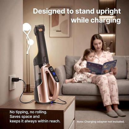 Shop-Vac S4 20V Handheld Vacuum Cordless with Brushless Motor, Rotatable Nozzle, Dual-Speed Powerful 16000 Pa Suction Portable Vacuum for Home & Pet Hair, Wall-Mounted, LED Light, Champagne Gold