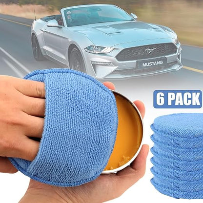 FONAROLL Microfiber Wax Applicator Pads, Car Wax Applicator with Finger Pocket, Buffing & Detail Polishing Foam Pads for Car Cleaning and Fine Polishing (5 inch, 6 Pack)