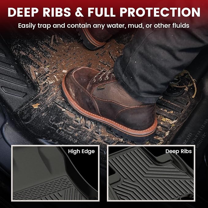 LASFIT Floor Mats for Toyota 4Runner 2013-2024 (Only for 7 Seats) All Weather Custom Fit Floor Liner for Toyota 4 Runner TPE Mats Front&Rear 3 Row Car Mats, Black