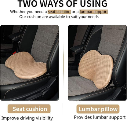 Livtribe Car Seat Cushion - Memory Foam Car Seat Pad - Sciatica & Lower Back Pain Relief - Car Seat Cushions for Driving - Road Trip Essentials for Drivers(Beige)