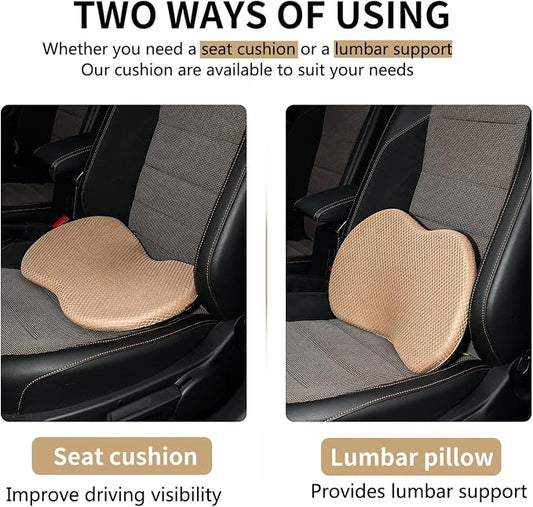 Livtribe Car Seat Cushion - Memory Foam Car Seat Pad - Sciatica & Lower Back Pain Relief - Car Seat Cushions for Driving - Road Trip Essentials for Drivers(Beige)