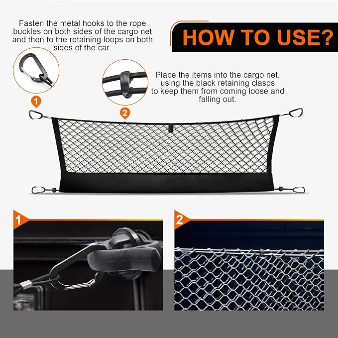 Envelope Style Truck Bed Cargo Net Compatible with Toyota Tundra 2007-2024 2025,Highly Elastic Truck Cargo Net for Tundra Accessories, Upgraded Storage Bag & Heavy Duty Carabiners