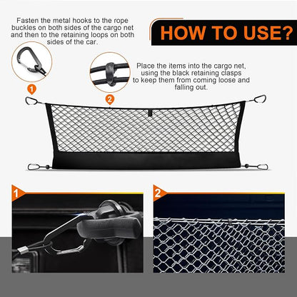 Envelope Style Truck Bed Cargo Net Compatible with Toyota Tundra 2007-2024 2025,Highly Elastic Truck Cargo Net for Tundra Accessories, Upgraded Storage Bag & Heavy Duty Carabiners