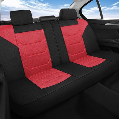 Pariiaotin 3D Air Mesh Car Seat Cover Full Sets Washable and Breathable Premium Cloth Automotive Vehicle Seat Covers for Cars Interior, Universal Fit for Most Cars, Sedan, Truck, SUV(Black/Red)