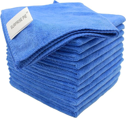 Microfiber Cleaning Cloths Car Wash Drying Towel Rags Home Essential Cleaner Cloth for Dusting Furniture Cleaning Window Dish Packs High Absorbent Lint Free (12"x12") Blue -12 Pack