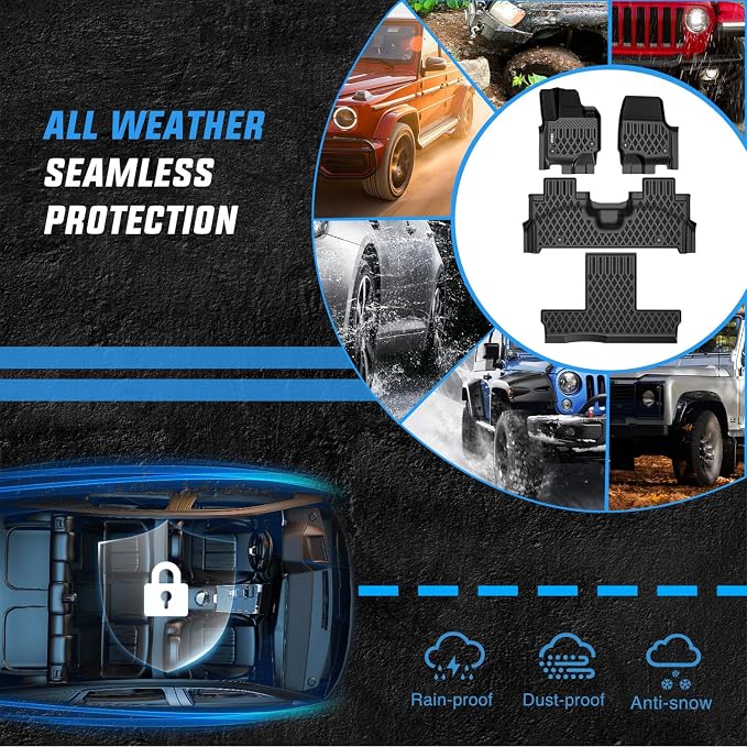 Nilight TPE Floor Mats for Ford Expedition Max Lincoln Navigator L 7 Seats 2025 2026 All Weather Custom Fit Heavy Duty Floor Liners