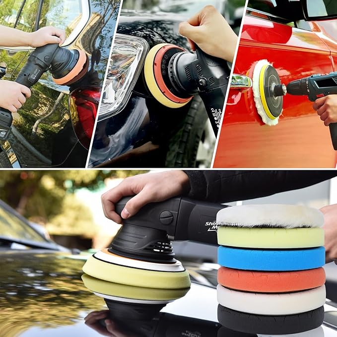 IPELY 6 Pcs 7 Inch Buffing Pads, Polishing Pads 7 Inch 180 mm Face for 6.7 Inch 170mm Base Plate Compounds, Buffer Pads for Polishing and Waxing