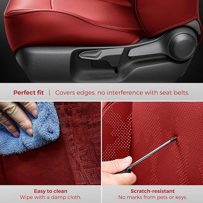 DiffCar® Seat Covers for Toyota Tacoma 2026 2025 2024 Double Cab(Gas Only), Front Seat & Console Covers Only, Faux Nappa Leather Custom Fit Car Protectors Accessories for Tacoma 4th Gen, Red Camo